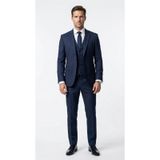 Erkek Takım Elbise - Slim Fit Armürlü Kumaş Tek Düğmeli Çift Yırtmaçlı Klasik Yaka Modern Kesim (Lacivert, 46)