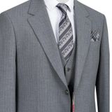 Erkek Takım Elbise, Slim Fit, Blazer, Çizgili, 3 Parça, Ceket Yelek Pantolon, Klasik Kesim, Resmi Giyim (3, Açık Gri, 52)