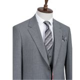 Erkek Takım Elbise, Slim Fit, Blazer, Çizgili, 3 Parça, Ceket Yelek Pantolon, Klasik Kesim, Resmi Giyim (3, Açık Gri, 54)