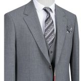 Erkek Takım Elbise, Slim Fit, Blazer, Çizgili, 3 Parça, Ceket Yelek Pantolon, Klasik Kesim, Resmi Giyim (3, Açık Gri, 60)