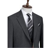 Erkek Takım Elbise, Slim Fit, Blazer, Çizgili, 3 Parça, Ceket Yelek Pantolon, Klasik Kesim, Resmi Giyim (3, Koyu Gri, 58)