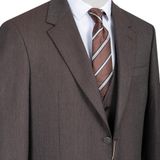 Erkek Takım Elbise, Slim Fit, Blazer, Çizgili, 3 Parça, Ceket Yelek Pantolon, Klasik Kesim, Resmi Giyim (3, Koyu Kahverengi, 60)