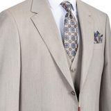 Erkek Takım Elbise, Slim Fit, Blazer, Çizgili, 3 Parça, Ceket Yelek Pantolon, Klasik Kesim, Resmi Giyim (3, Krem, 56)