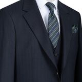 Erkek Takım Elbise, Slim Fit, Blazer, Çizgili, 3 Parça, Ceket Yelek Pantolon, Klasik Kesim, Resmi Giyim (3, Lacivert, 60)