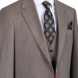 Erkek Takım Elbise, Slim Fit, Blazer, Çizgili, 3 Parça, Ceket Yelek Pantolon, Klasik Kesim, Resmi Giyim (3, Vizon, 58)