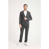 Erkek Takım Elbise Slim Fit En Boy Likra - 46 - Koyu Gri