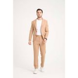 Erkek Takım Elbise Slim Fit En Boy Likra - 48 - Koyu Bej