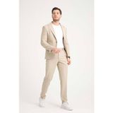 Erkek Takım Elbise Slim Fit En Boy Likra - 56 - Bej