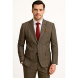 Erkek Takım Elbise Slim Fit - Kahverengi - 46