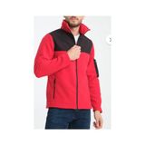 Erkek Tam Fermuar Softshell Garnili Polar Sweatshirt 3 Cepli Göğüs Kısmı Su ve Ruzgar Geçirmez - 2XL - Kırmızı - Siyah