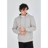 Erkek Tam Fermuarlı Kapşonlu Sweatshirt - Boyalı Gri