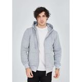 Erkek Tam Fermuarlı Kapşonlu Sweatshirt - Gri