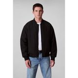 Erkek Tam Kalıp Kolej Yaka Bomber Ceket - Siyah - Black