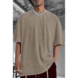 Erkek Taş Oversize Asit Yıkamalı Eskitme Efektli Boyalı T-Shirt