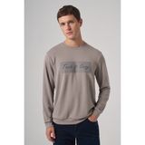 Erkek Taş Trend Baskılı Bisiklet Yaka Sweat-Shirt