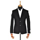 Erkek Tek Spor Ceket Çift Yırtmaçlı Gofre BGL-ST03587 SİYAH 48