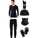 Erkek Termal Set Polar Eldiven Şapka Boyunluk ve Termal Çorap - Siyah - XL