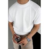 Erkek Tişört Basic Bisiklet Yaka Tişört Rahat Kesim Dökümlü Günlük Spor Tshirt (Beyaz, M)