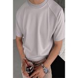 Erkek Tişört Basic Bisiklet Yaka Tişört Rahat Kesim Dökümlü Günlük Spor Tshirt (Gri, S)
