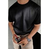 Erkek Tişört Basic Bisiklet Yaka Tişört Rahat Kesim Dökümlü Günlük Spor Tshirt (Siyah, L)