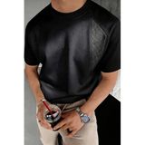 Erkek Tişört Basic Bisiklet Yaka Tişört Rahat Kesim Dökümlü Günlük Spor Tshirt (Siyah, M)