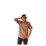 Erkek Tişört Baskılı Bisiklet Yaka Oversize Süt Kahve Comfort T-shirt Erkek Tshirt Model-6 S