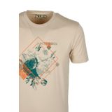 Erkek Tişört Bisiklet Yaka Bej%100 Pamuk Slim Fit Baskılı T-shirt NCS JEANS 1194 BEJ 2XL