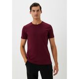 Erkek Tişört Bisiklet Yaka Bordo Slim Fit %100 Pamuk T-Shirt Ncs Jeans 1050