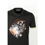 Erkek Tişört Bisiklet Yaka Siyah%100 Pamuk Slim Fit Baskılı T-shirt NCS JEANS 1194 SİYAH XL