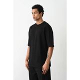 Erkek Tişört Düz Basic Penye Yazlık Bisiklet Yaka Kısa Kol T-Shirt - Siyah - M