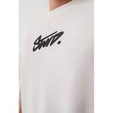 Erkek Tişört Yazlık Baskılı Oversize Kısa Kol T-Shirt - Beyaz