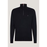 Erkek Tommy Hilfiger Logolu Yarım Fermuarlı Bisiklet Yakalı Erkek Kazak Siyah Kazak M - 3XL