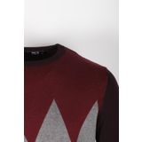 Erkek Triko Bordo Bisiklet Yaka Baklava Desenli Slim Fit Pamuklu Kazak NCS JEANS 3727 BORDO S