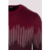 Erkek Triko Bordo Bisiklet Yaka Desenli Slim Fit Pamuklu Kazak 3723 BORDO L