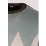 Erkek Triko Haki Bisiklet Yaka Baklava Desenli Slim Fit Pamuklu Kazak NCS JEANS 3727 HAKİ S