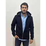 Erkek Triko Kombinli Garni Kapitone Kapüşonlu Mont - 2XL - Siyah
