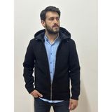 Erkek Triko Kombinli Garni Kapitone Kapüşonlu Mont - Siyah - XL