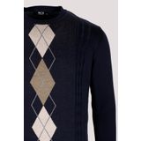 Erkek Triko Lacivert Bisiklet Yaka Baklava Desenli Slim Fit Pamuklu Kazak NCS JEANS 3745 LACİVERT S