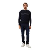 Erkek Triko Lacivert Bisiklet Yaka Desenli Slim Fit Pamuklu Kazak NCS JEANS 3725 LACİVERT S