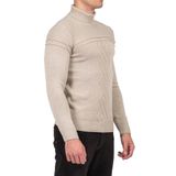 Erkek Triko Tam Boğazlı Örgü Desenli Bej Slim Fit Kazak NCS JEANS 3659 BEJ S