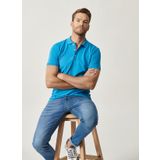 Erkek Turkuaz %100 Pamuk Slim Fit Dar Kesim Polo Yaka Kisa Kollu Tisört