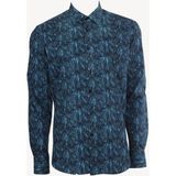Erkek Turkuaz Slim Fit Desenli Uzun Kollu Gömlek - XL