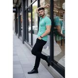 Erkek Turkuvaz Bisiklet Yaka Slim Fit Dar Kesim Likralı Günlük Basic Body Tişört