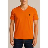 Erkek Turuncu V Yaka Regular Fit Basic Tişört C2T0N2O2 - M