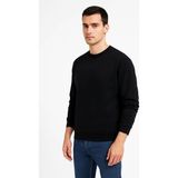 Erkek Üç Iplik Düz Bisiklet Yaka Sweatshirt - Siyah