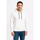 Erkek Üç İplik Kapüşonlu Kanguru Cepli SweatShirt hoodie - Beyaz