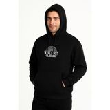 Erkek Üç İplik Kapüşonlu Ön ve Arka Baskılı SweatShirt hoodie - Siyah