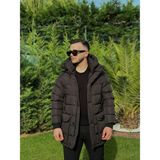 Erkek Uzun Dolum Şişme Mont - Siyah