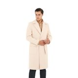 Erkek Uzun Kemerli Kaşe-Palto Regular Fit Bej 56