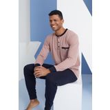 Erkek Uzun Kol Düğmeli Yaka Mevsimlik%100 Pamuk Kiremit Pijama Takımı C9T2N6O1 KİREMİT M